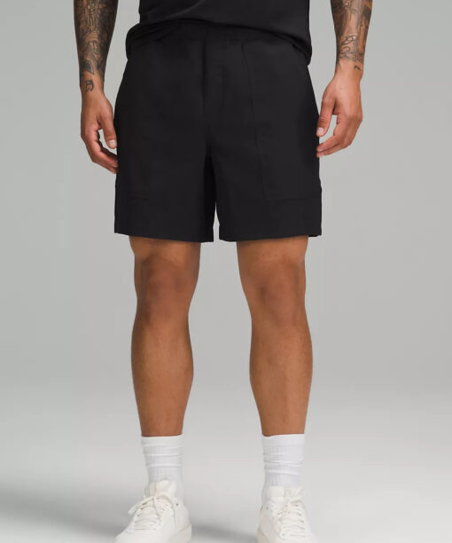 Relaxed-Fit Pull-On Short 7" Light Woven Black